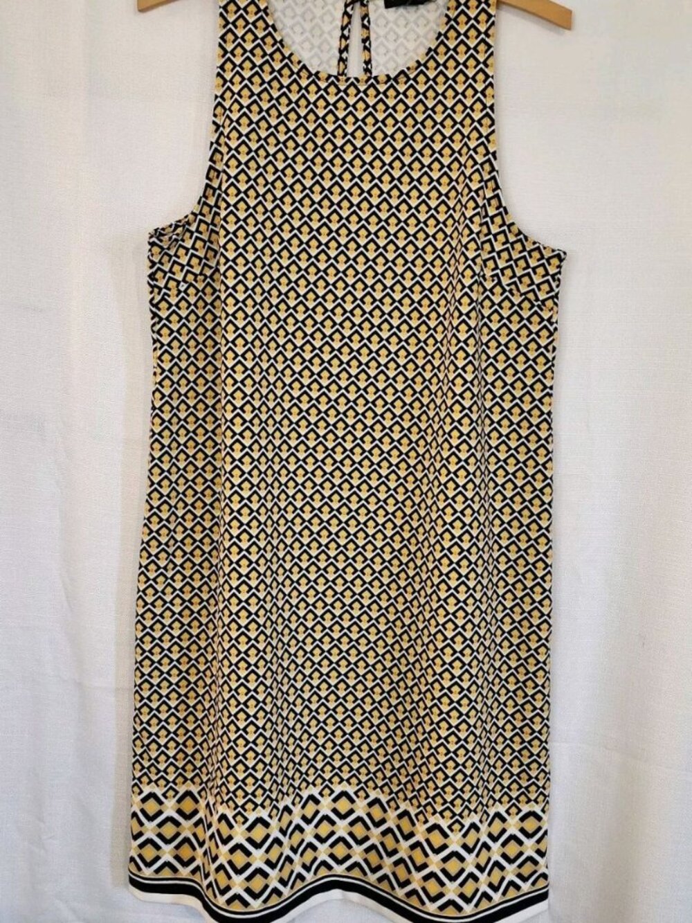 Women's Midi Dress Sheath Pullover Sleeveless Yellow Black Size Medium